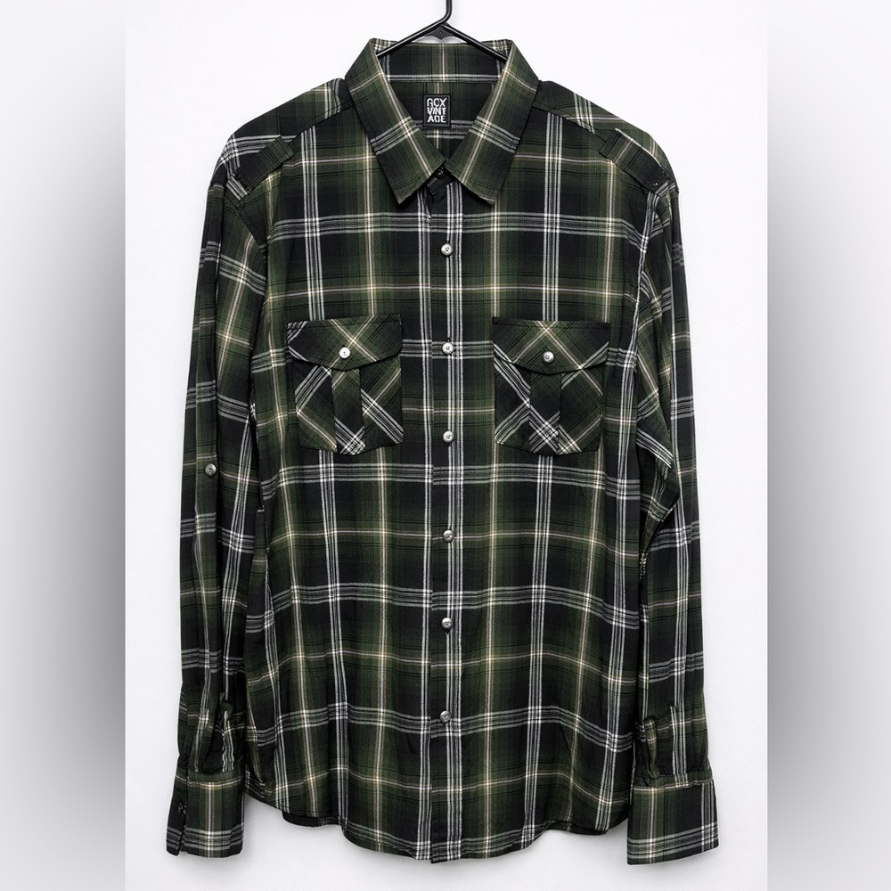 Vintage Black and Green Checkered Shirt